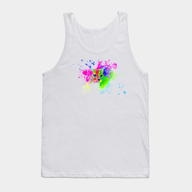 Psychedelic Cat Tank Top by Adamhass